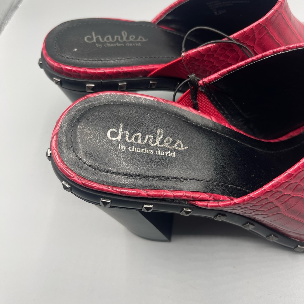 Charlies Red Croc-Patterned Mules View 2